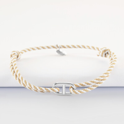 Bracelet homme cordon tressé simple maille marine argent 15,4x9 mm