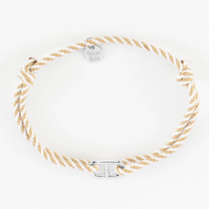 Bracelet homme cordon tressé simple maille marine argent 15,4x9 mm - plat