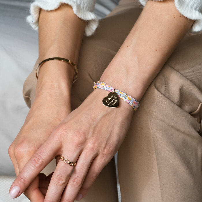 Bague chaine maille ronde plaqué or - portée