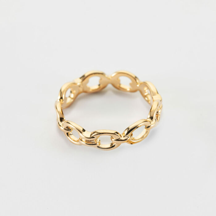 Bague chaine maille ronde plaqué or