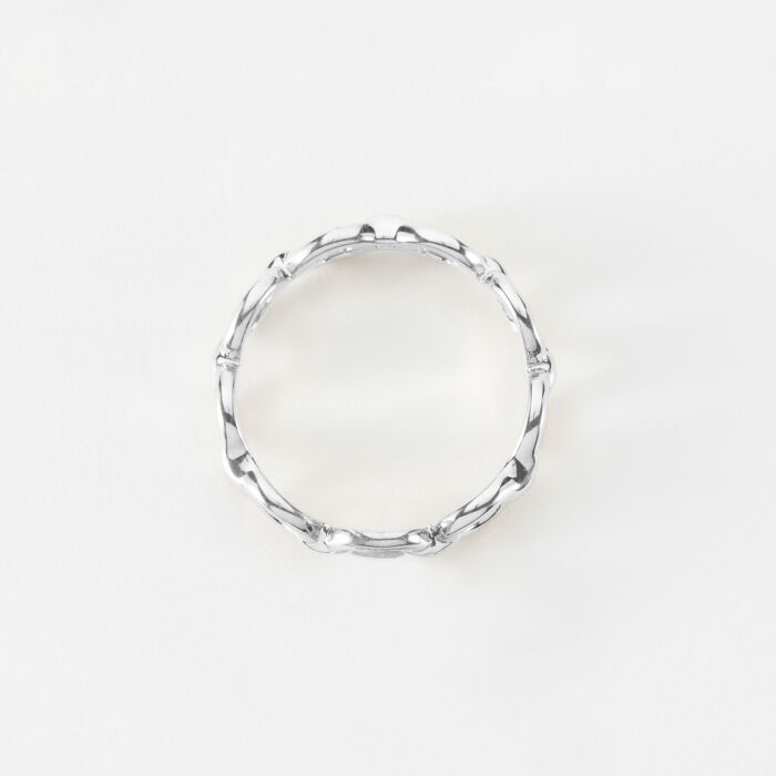 Bague chaine maille ronde argent - vue de haut