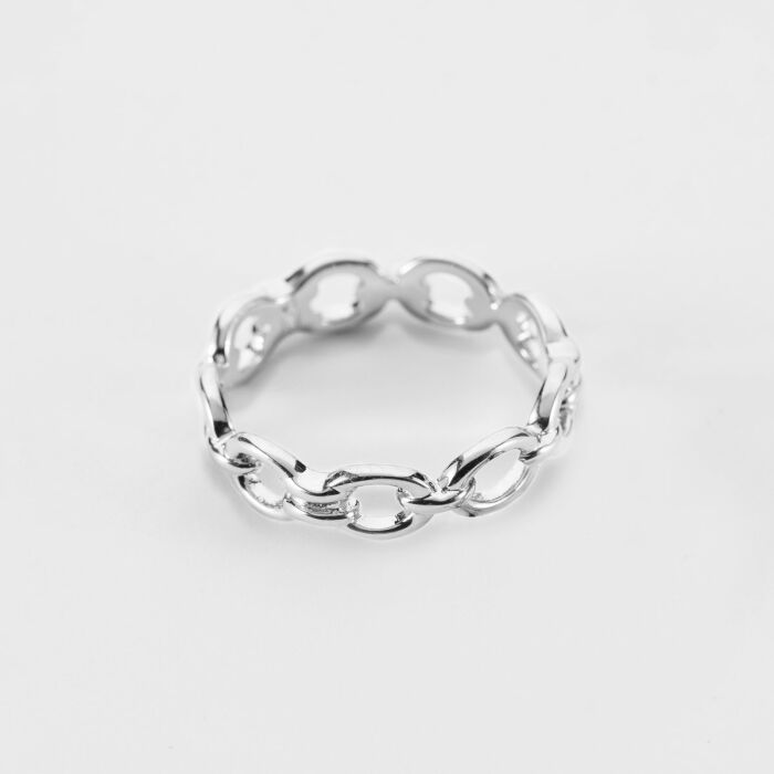 Bague chaine maille ronde argent