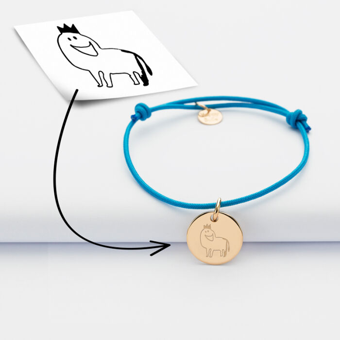 Bracelet enfant personnalisé médaille gravée plaqué or 15mm - tutoriel