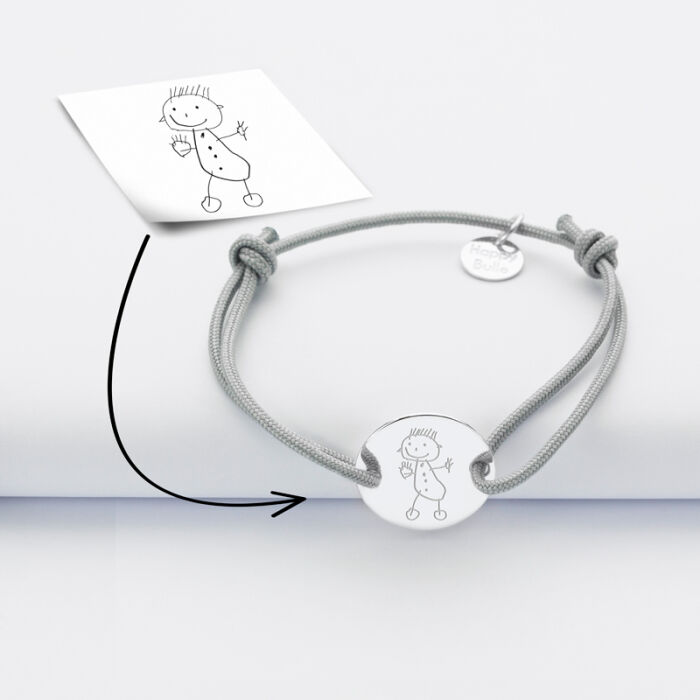 Bracelet enfant personnalisé médaille gravée argent 2 trous 15mm - tutoriel