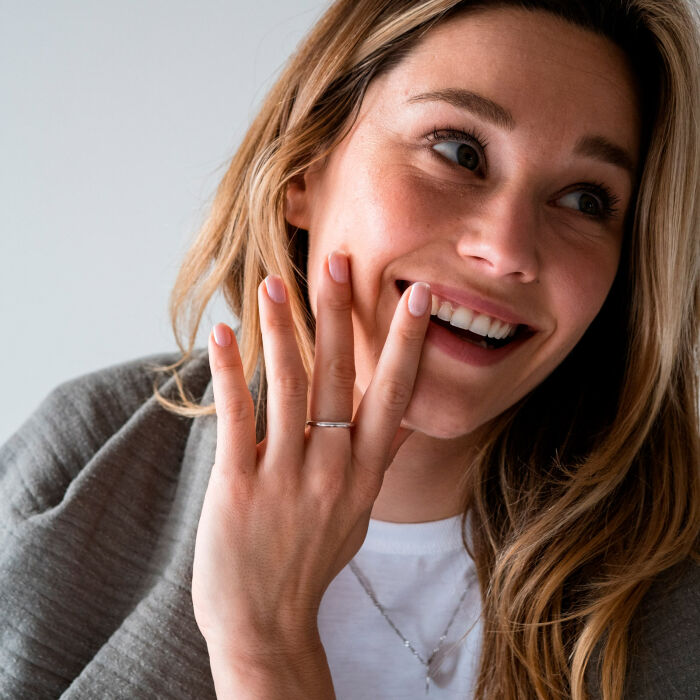 Bague jonc argent - portée