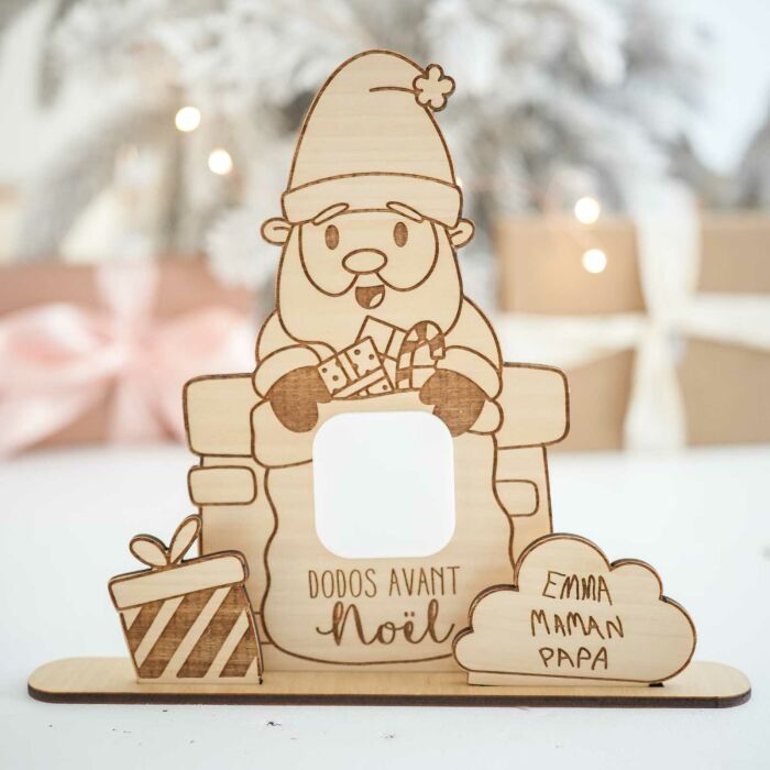 Calendrier de l'avent personnalisé compte à rebours Père Noël bois gravé - ambiance zoom