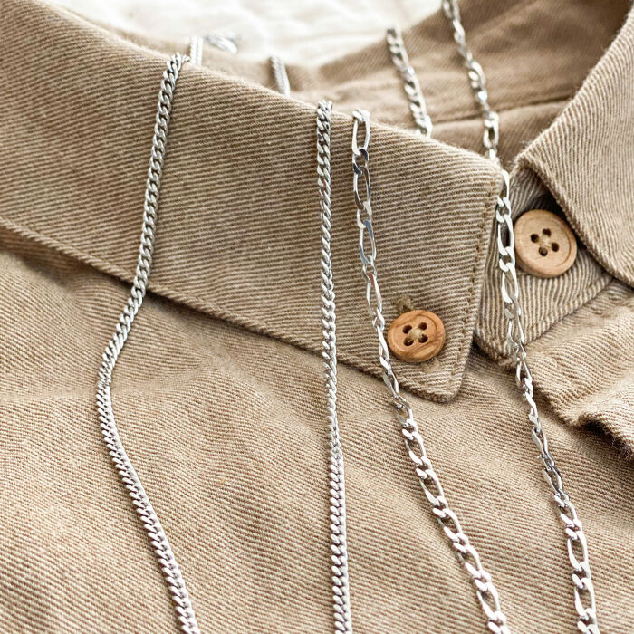 Chaîne gourmette argent - ambiance zoom