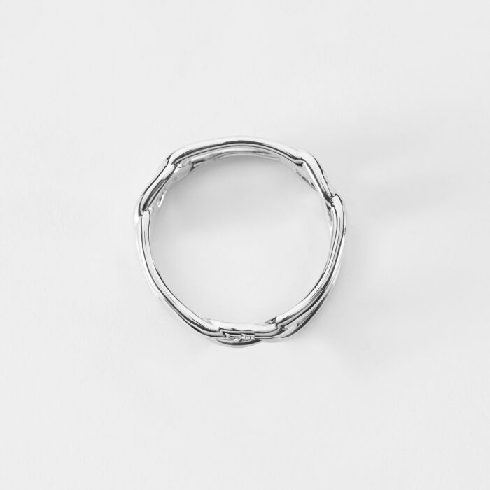 Bague chaine maille large argent - vue de haut