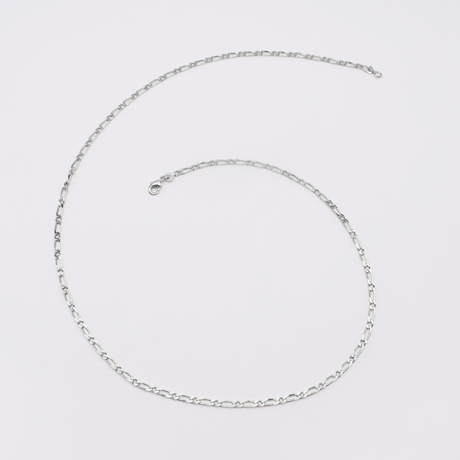 Collier Chaîne Argent Massif - Maille Figaro 47 Cm - 5.47 Grammes - Occasion