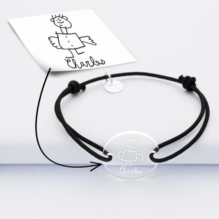 Bracelet personnalisé médaille gravée acrylique ronde 2 trous 21mm - tutoriel