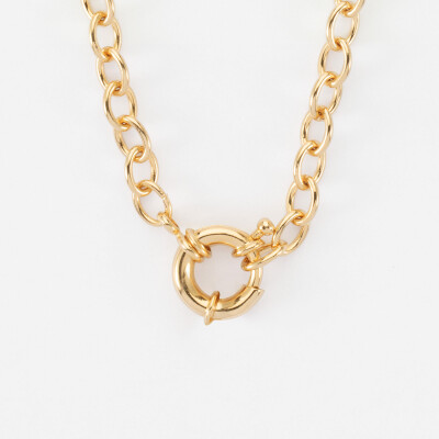Collier chaine fermoir marin plaqué or - plat