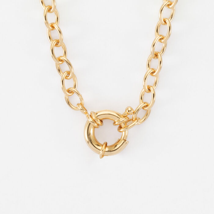 Collier chaine fermoir marin plaqué or - plat