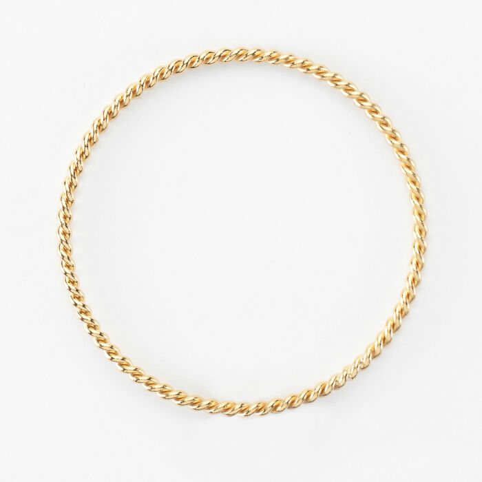 Bracelet jonc torsadé plaqué or - plat