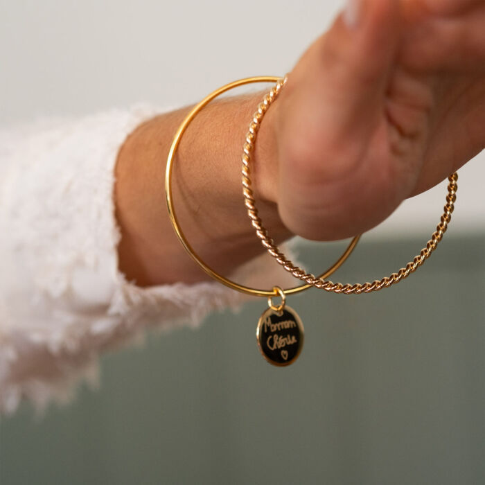 Bracelet jonc torsadé plaqué or - porté