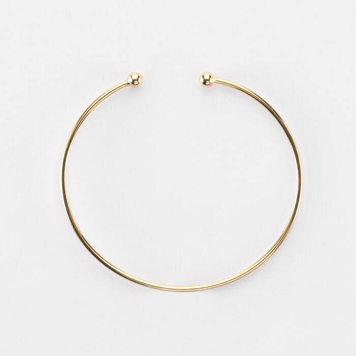 Bracelet jonc ouvert boules plaqué or - plat