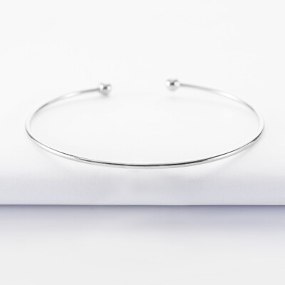 Bracelet jonc ouvert boules argent