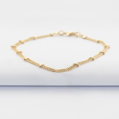 Bracelet chaîne double plaqué or