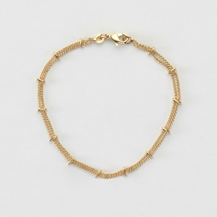 Bracelet chaîne double plaqué or - plat