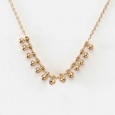 Collier chaîne boules plaqué or - plat