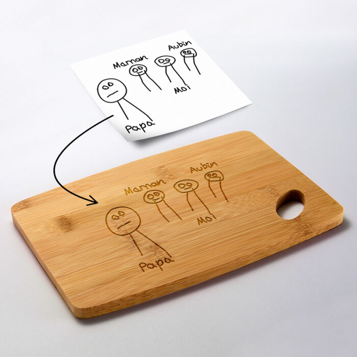 Planche à découper personnalisée bambou gravé 20x15 cm - tutoriel
