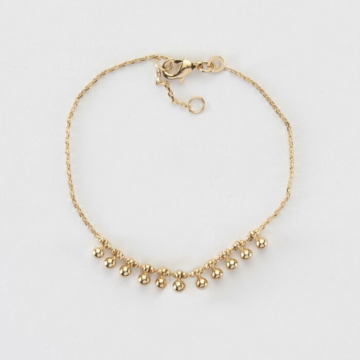 Bracelet chaîne boules plaqué or - face