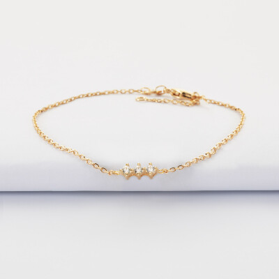 Bracelet chaine trio scintillant plaqué or - présentation