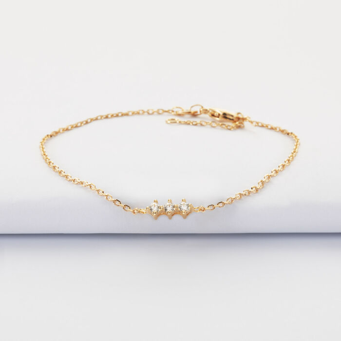 Bracelet chaine trio scintillant plaqué or - présentation