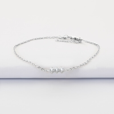 Bracelet chaine trio scintillant argent - présentation