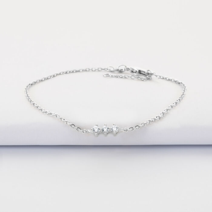 Bracelet chaine trio scintillant argent - présentation