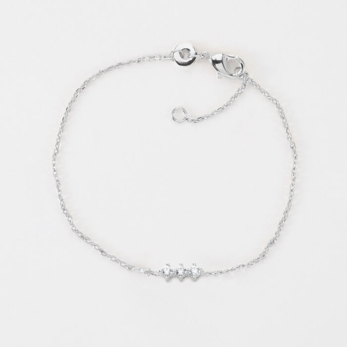 Bracelet chaine trio scintillant argent - face