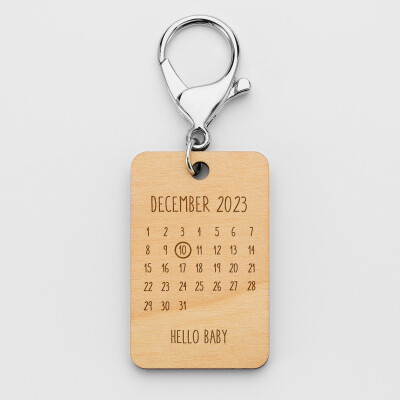 [EN] Porte-clés personnalisé calendrier médaille gravée bois - december 2023