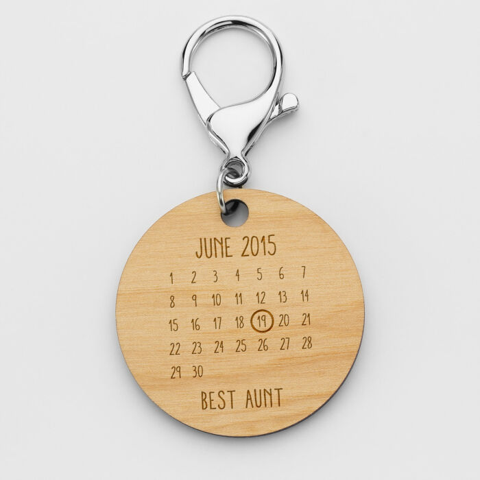 Personalised Calendar Engraved Wooden Keyring