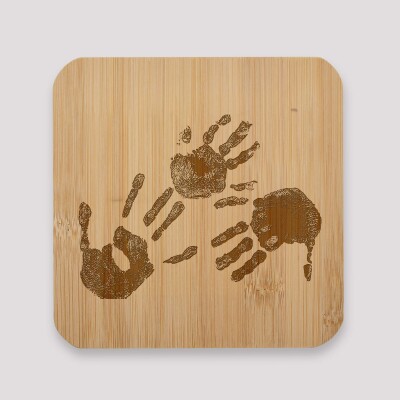 Dessous de plat personnalisé gravé bambou 145x145 mm - Nos petits imparfaits