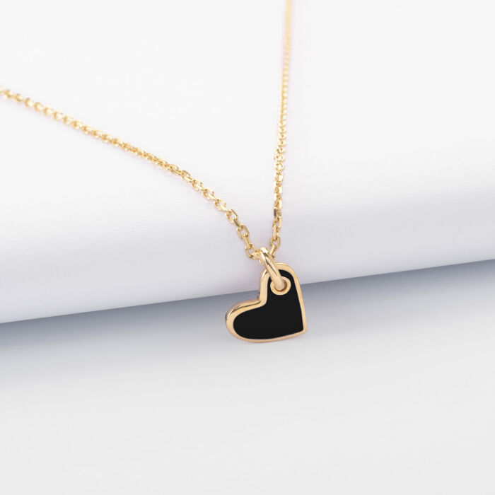 Pendentif coeur email plaqué or 10 mm