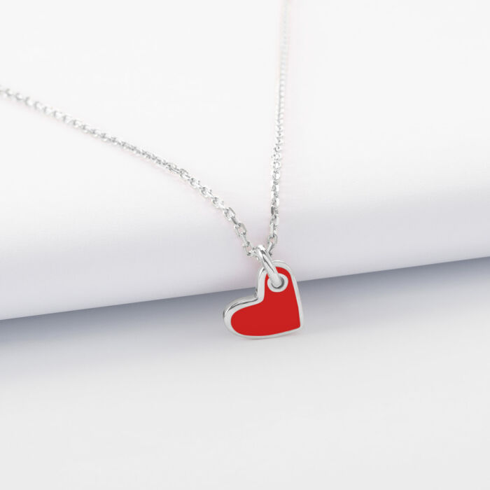 Pendentif coeur email argent 10 mm
