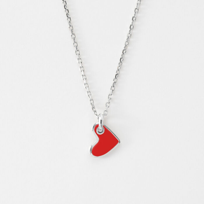 Pendentif coeur email argent 10 mm