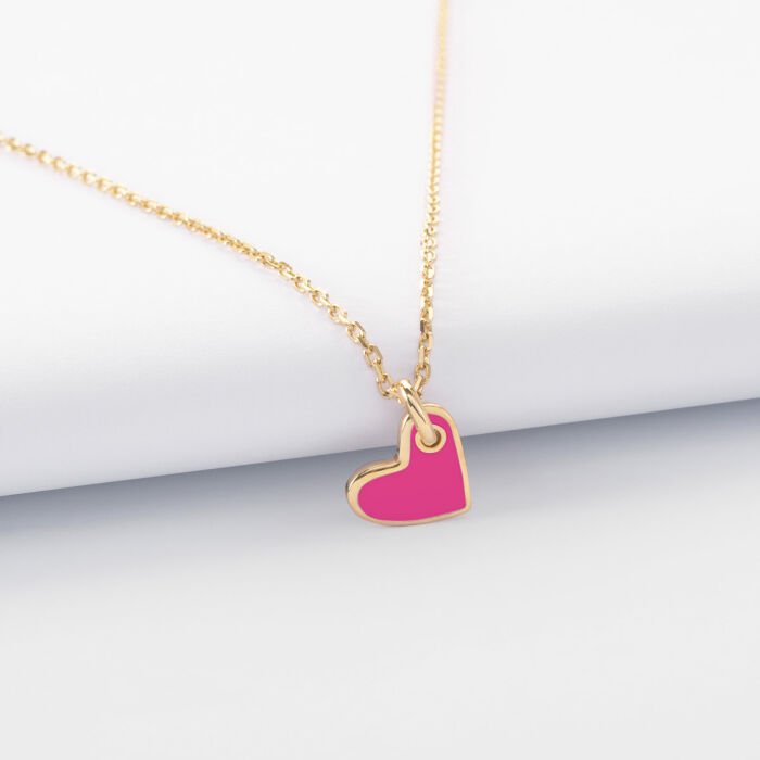 Pendentif enfant coeur email blanc plaqué or 10 mm