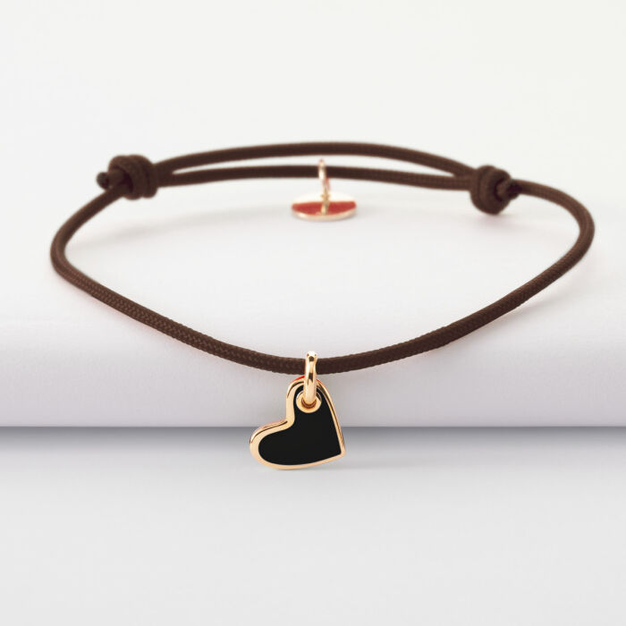 Bracelet coeur email plaqué or 10 mm