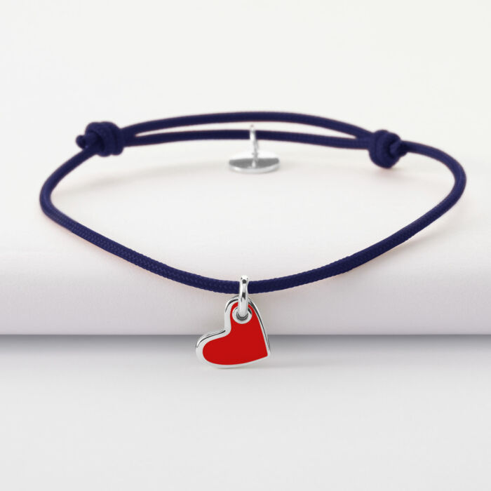 Bracelet coeur email argent 10 mm