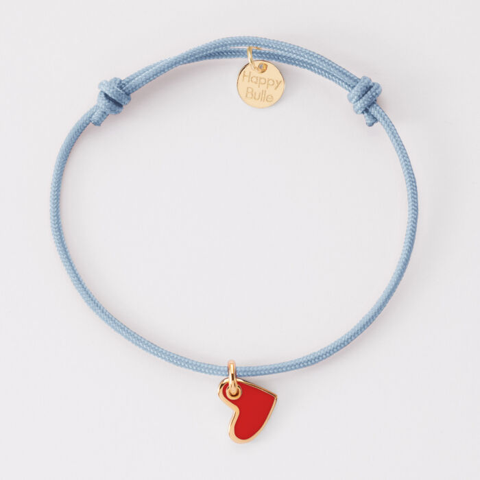 Bracelet enfant coeur email plaqué or 10 mm