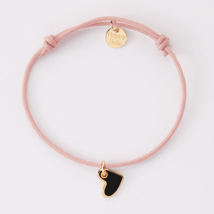 Bracelet enfant coeur email plaqué or 10 mm