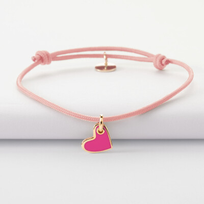 Bracelet enfant coeur email plaqué or 10 mm