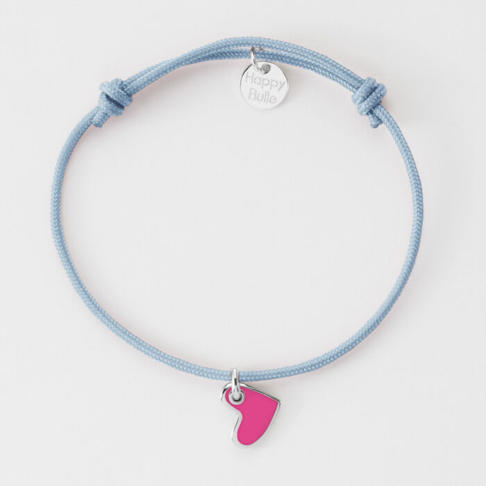 Bracelet enfant coeur email argent 10 mm