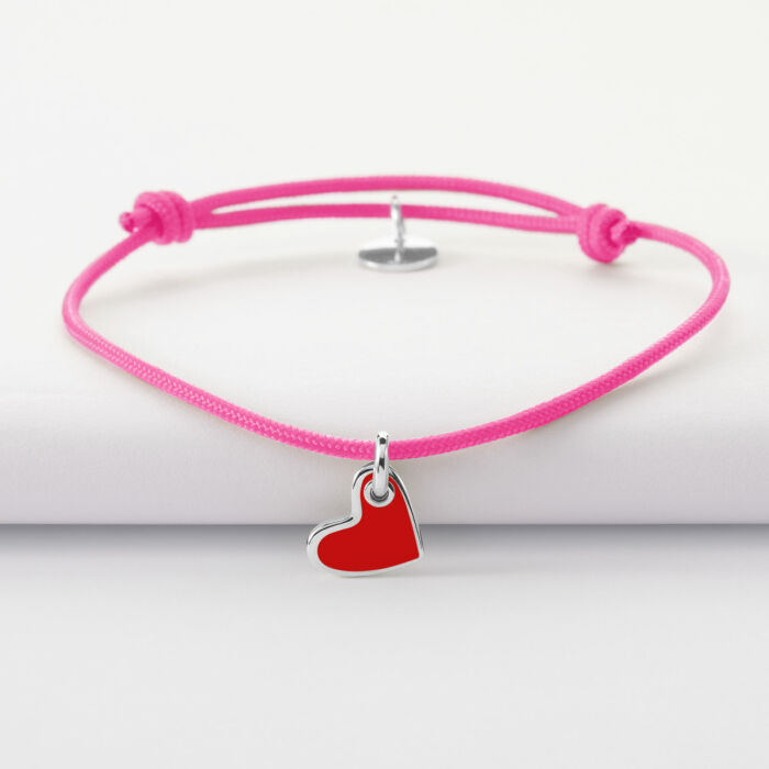 Bracelet enfant coeur email argent 10 mm