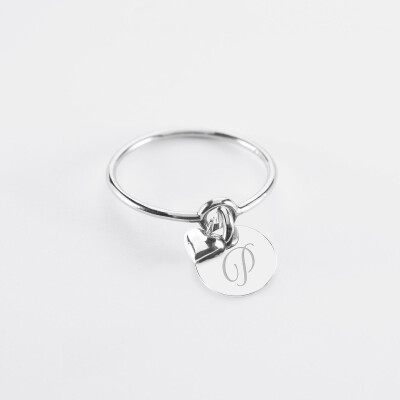 Bague mini coeur bombé personnalisé médaille argent 10 mm