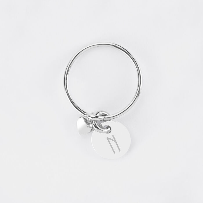 Bague mini coeur bombé personnalisé médaille argent 10 mm