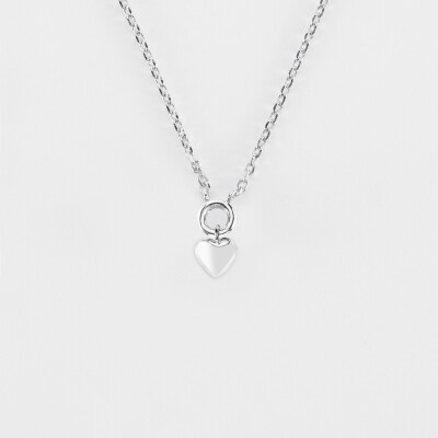 Collier mini coeur bombé argent