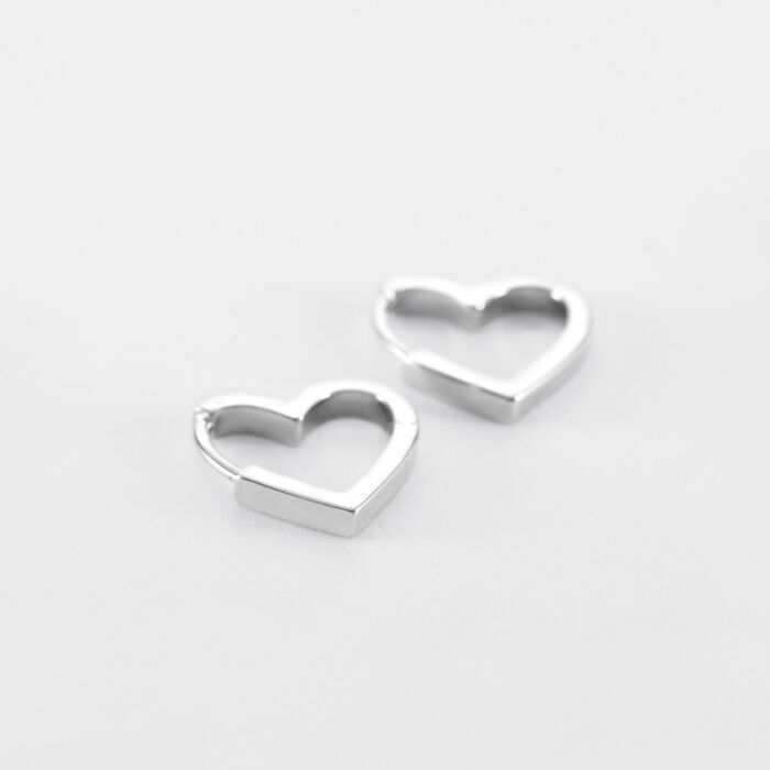 Boucles d'oreilles créoles coeur argent