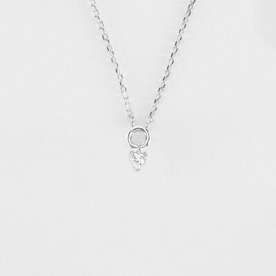Collier mini coeur scintillant argent