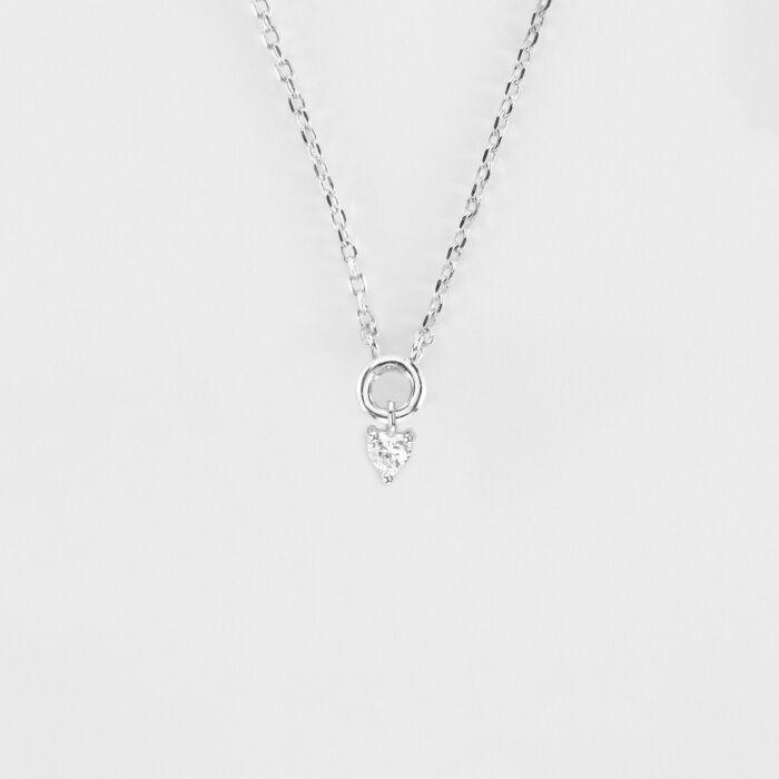 Collier mini coeur scintillant argent